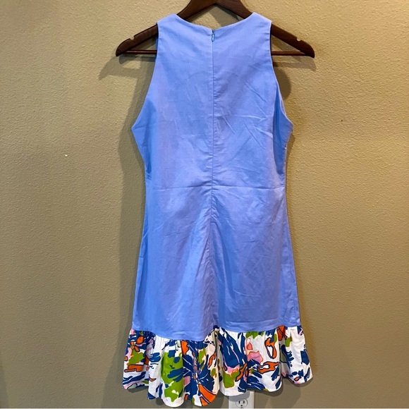 NWT CK Bradley Light Blue Sleeveless Dress, Me, Ruffle Print Hem GirlCore - Picture 2 of 9